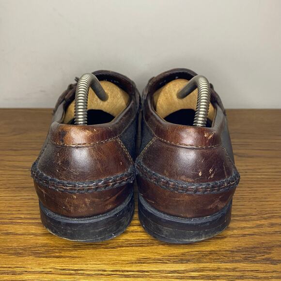 Johnston & Murphy Mens Tassel Two Toned Black Brown Leather Woven Loafers 9 M - Picture 4 of 7